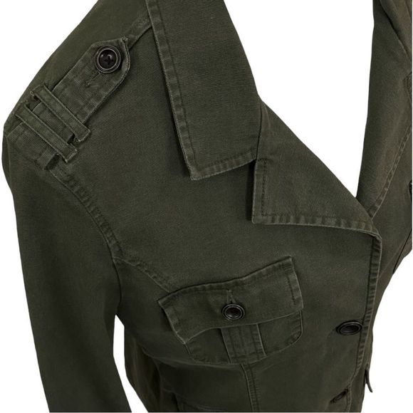 City Streets Olive Green Modern Lightweight Buttoned Utility Jacket Trendy Coat - Picture 4 of 10